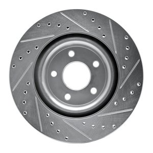 Chevrolet Cobalt Brake Rotor (1) - Front Left - R1 Concepts - Drilled & Slotted - Silver - `07-`10